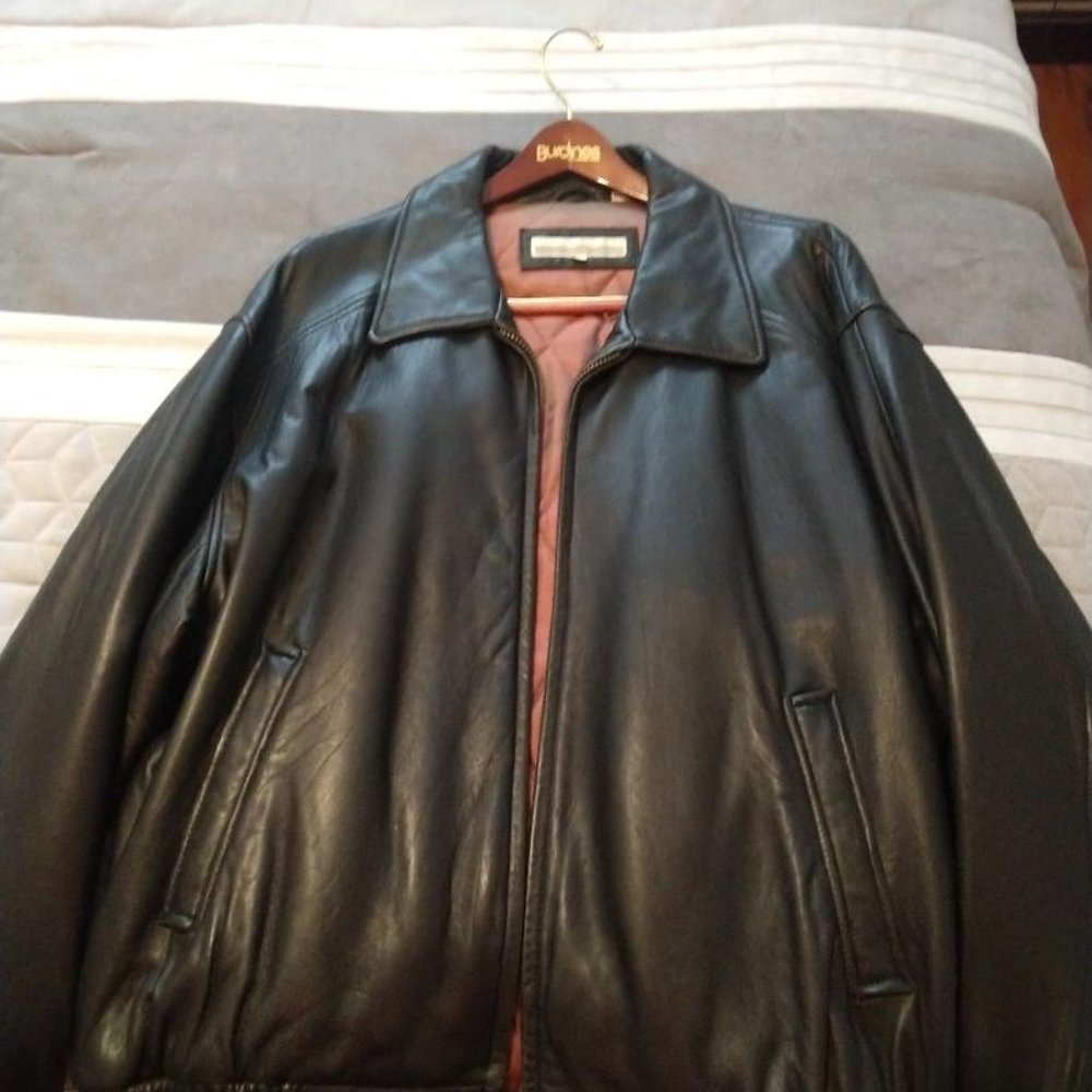 Perry Ellis ,XL Men's Black leather jacket